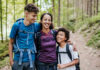 Best Friends Replace Spouses — Parenting Upended A mother and her two children smiling while hiking on a forest trail