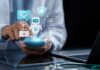 Weight-Loss Shots Tangle With Cancer Healthcare professional interacting with a smartphone displaying health-related icons