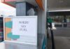 Too Close To Gas Pumps? Leukemia Clue Sign at a gas station indicating no fuel available