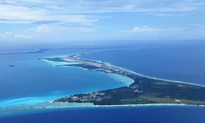 Aerial,Photo,Of,Diego,Garcia Aerial view of a tropical island surrounded by blue ocean waters