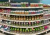 Vitamin and supplement bottles on store shelves