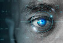 AI Eye Photo Flags Hidden Fracture Risk Human eye with digital scanning interface