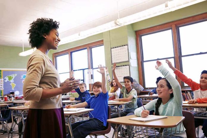 Teacher engaging students in a classroom