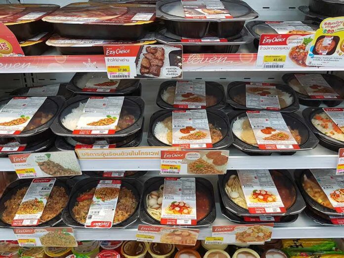 shutterstock_645528388 Microwaveable ready meals on supermarket shelves