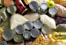 Pantry Preservatives Tied To Heart Risk Assorted pantry staples with canned goods and dry foods